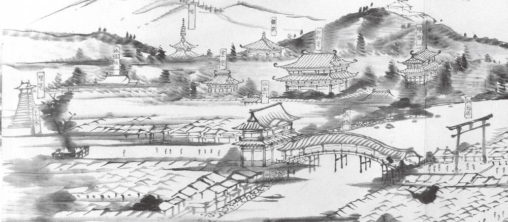 Mirokuji Temple depicted in The Illustrated Diary of Minomushi Sanjin (1864)