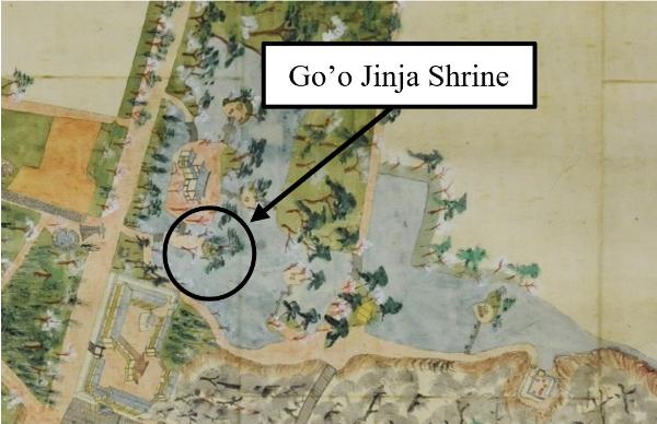 Sketched map of Usa Jingu shrine grounds (1882)