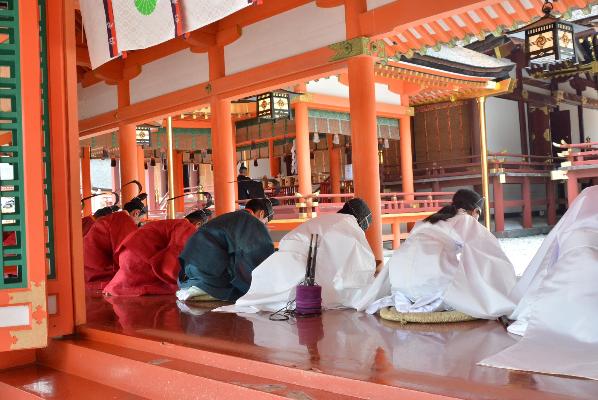 Rituals at the main sanctuary of Usa Jingu Shrine 1