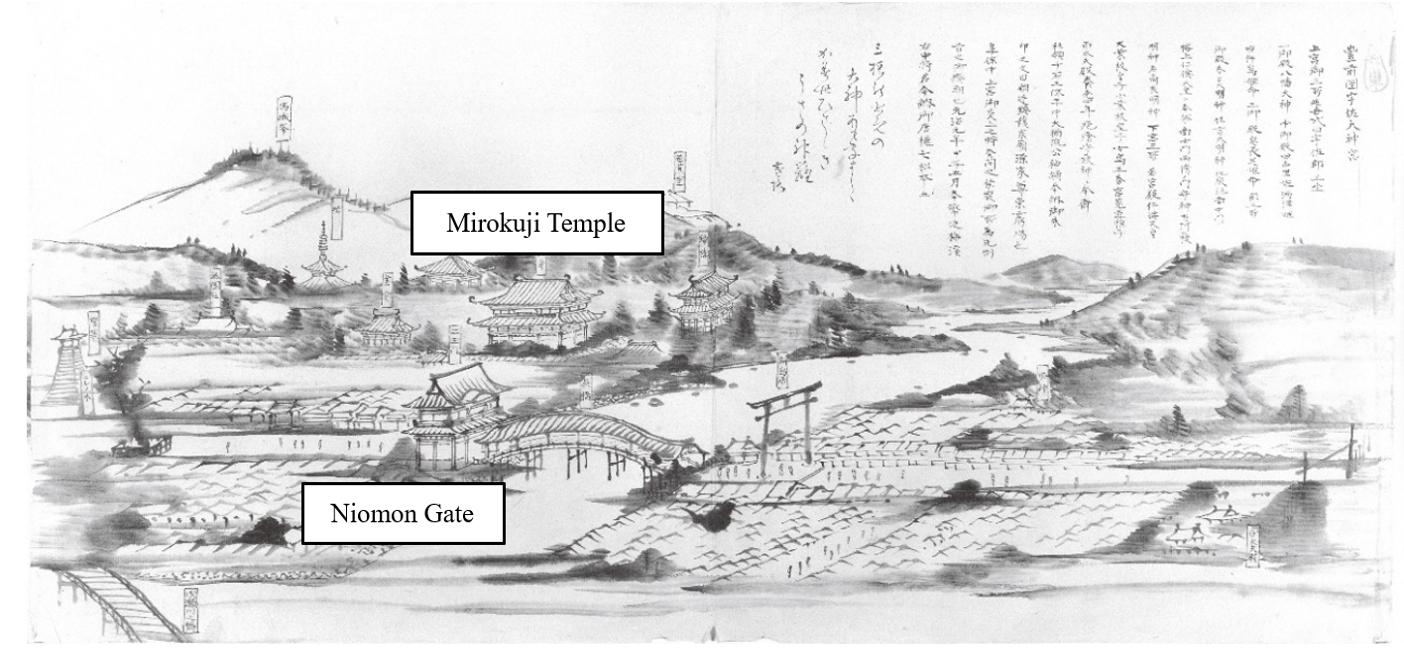 Illustration of the area around Usa Jingu Shrine