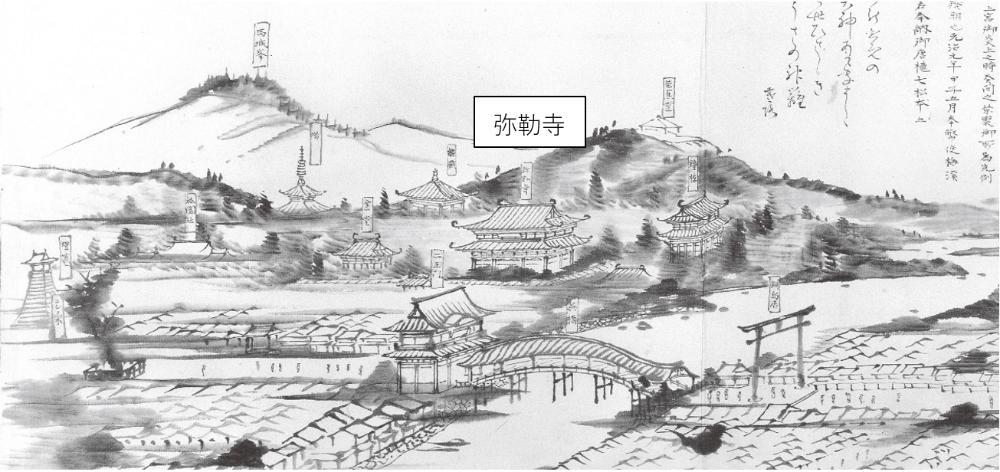 「蓑虫山人图日记」中所描绘的弥勒寺 (1864)
