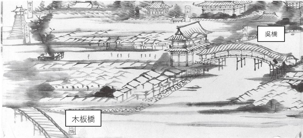蓑蟲山人的日記中所描繪的神橋(1864)