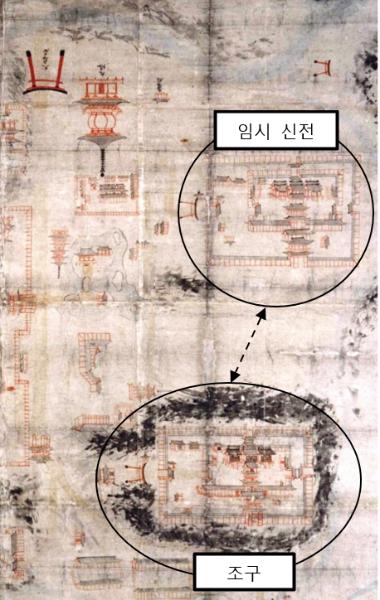 오에이(시대) 옛 그림에 그려진 조구와 임시 신전