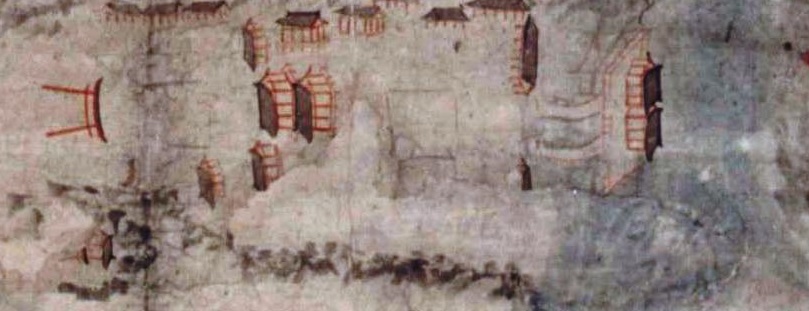 Ukiden (Wama Jinja Shrine) on an illustrated map (early fifteenth century)