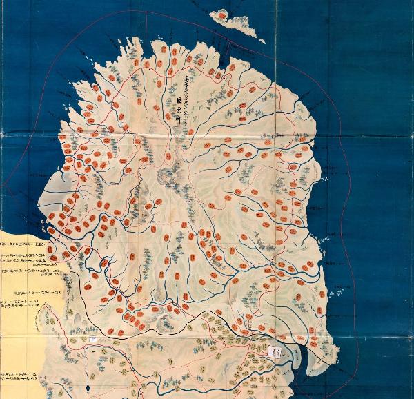 Kunisaki Peninsula on the map of Bungo Province (1830s)