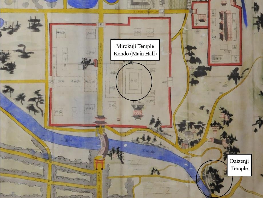 Illustrated map of Usa Jingu Shrine and the surrounding area (mid-nineteenth century)