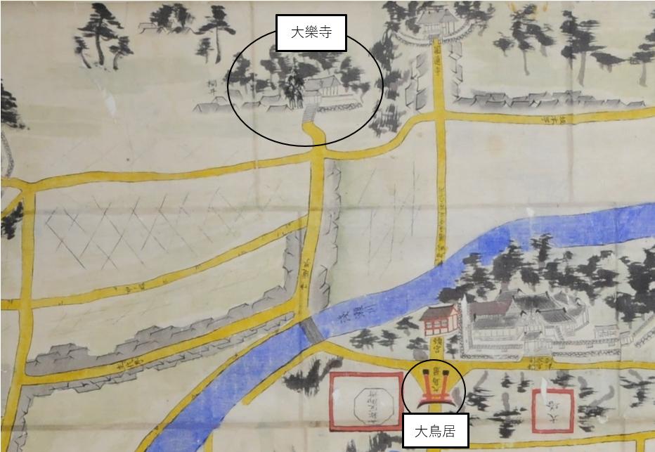 宇佐神宮以及其周邊地圖 (十九世紀中期)