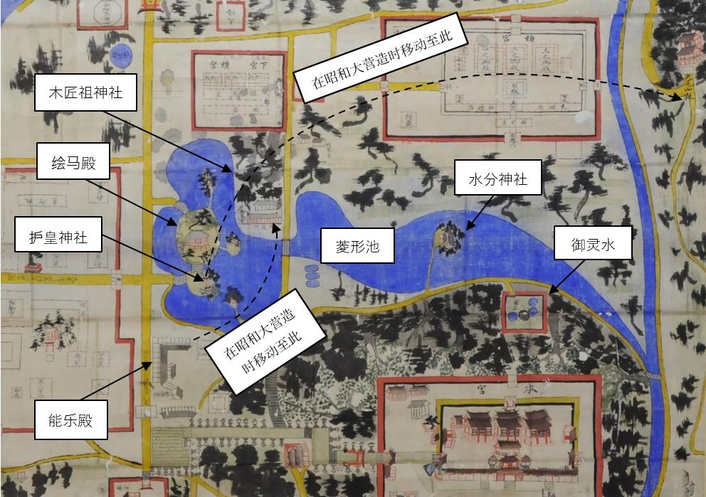 绘制在地图上的宇佐神宫 (十九世纪晚期)