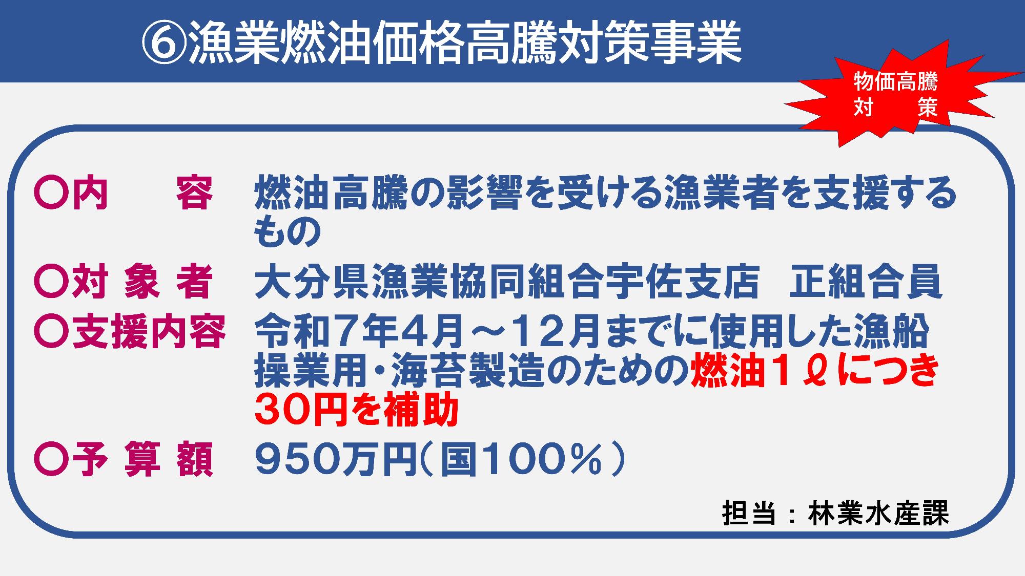 漁業燃油価格高騰対策事業