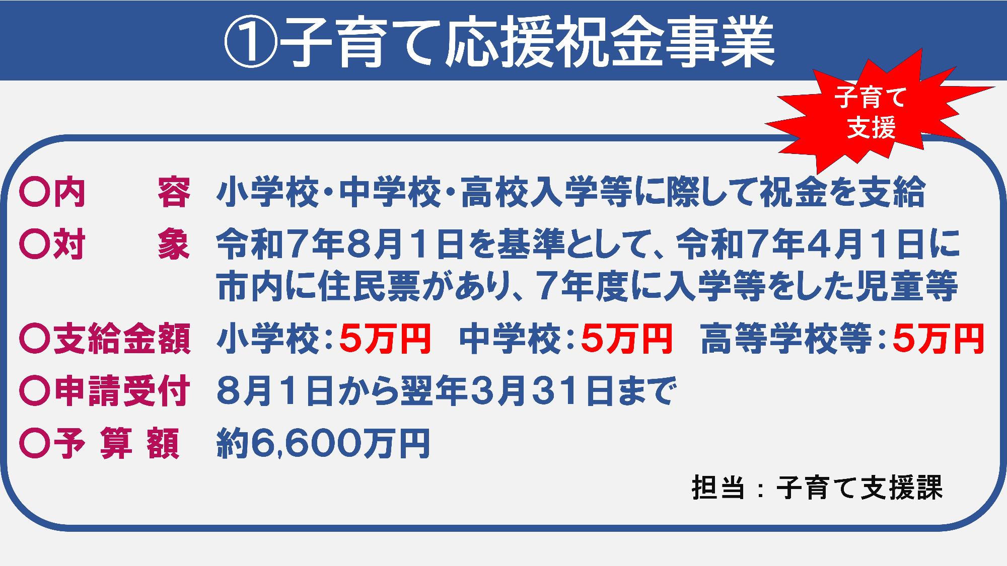 子育て応援祝金事業