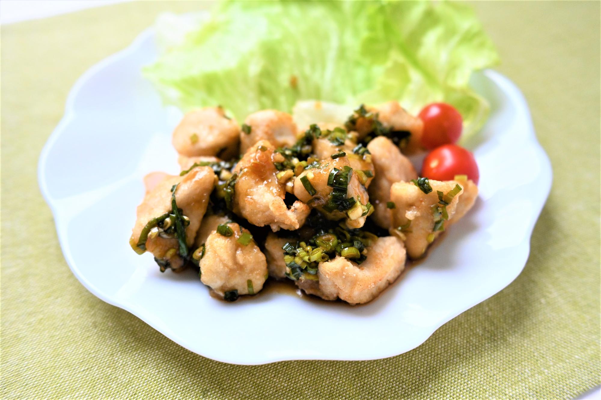 鶏肉の味一ねぎソース完成
