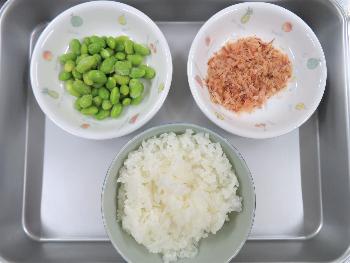 かつお枝豆ごはん材料