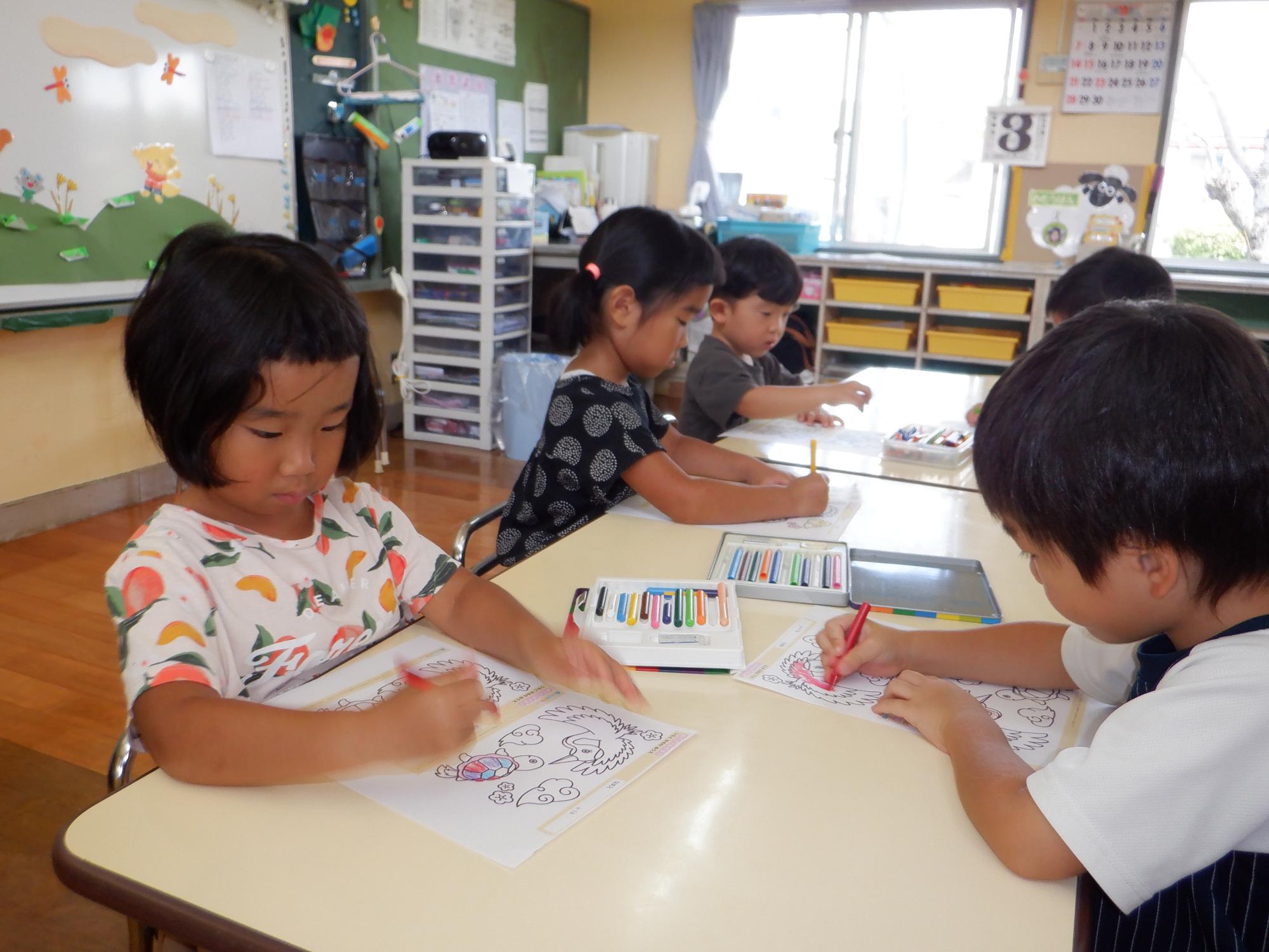 敬老の日、鶴と亀、ぬり絵、プレゼント