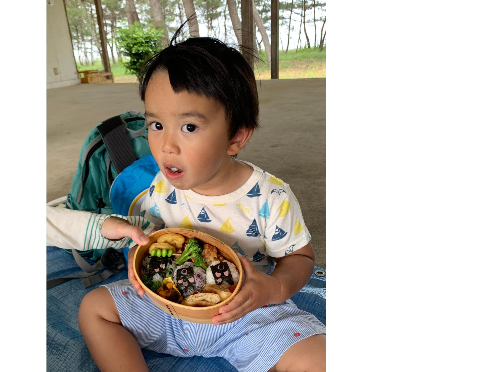 お弁当、海に手食べる、わっぱめし