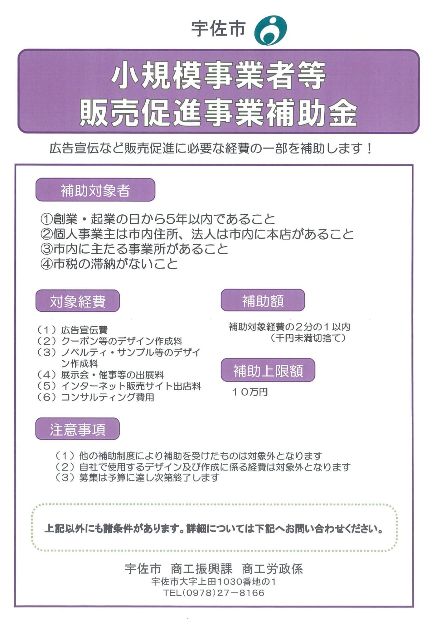 販売促進事業補助金チラシ