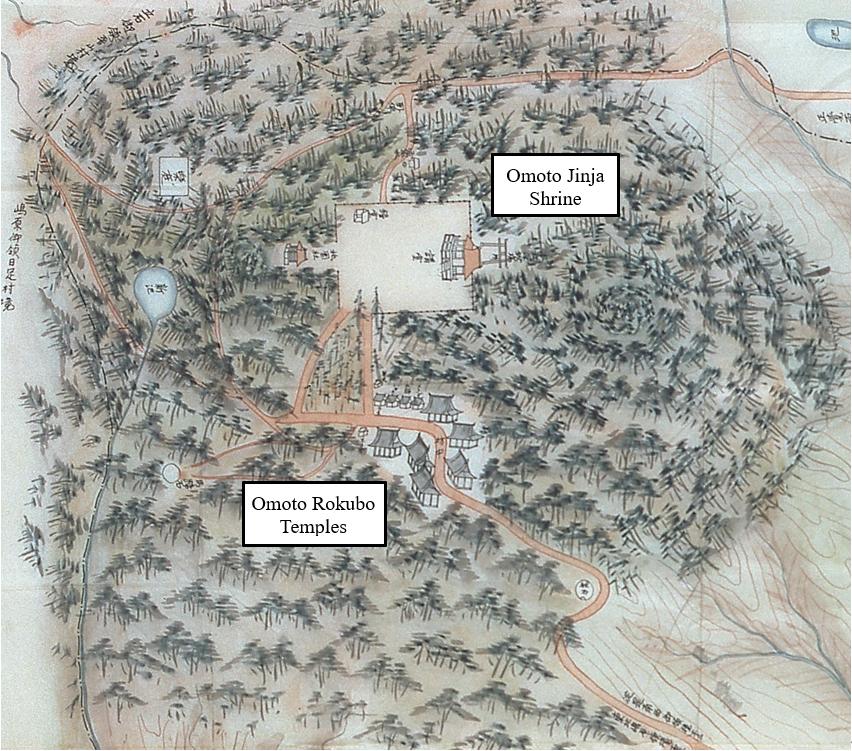 Illustrated map of Mt. Omoto (1833)