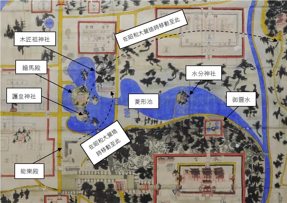 繪製在地圖上的宇佐神宮 (十九世紀晚期)